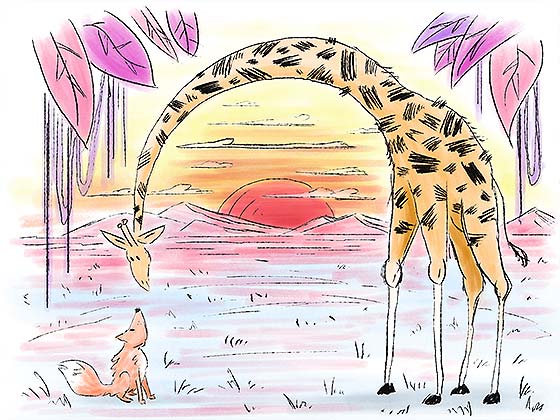 Fox & Giraffe Illustration